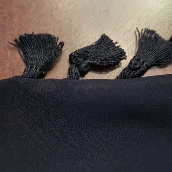 New Elegant Black Halter Saronge Fringe Tassel Swimsuit Cover-Up - Picture 9 of 11